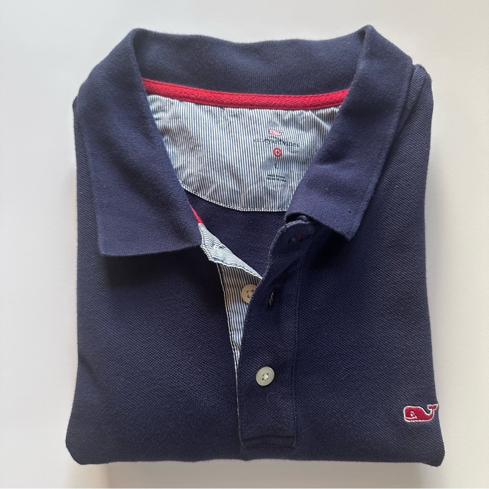 Vineyard Vines for Target Men's Navy Blue Short Sleeve Golf Red Whale Polo Large